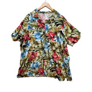 Bentley Womens Hawaiian Button Up Shirt Size 26W Tropical Floral Collared Summer